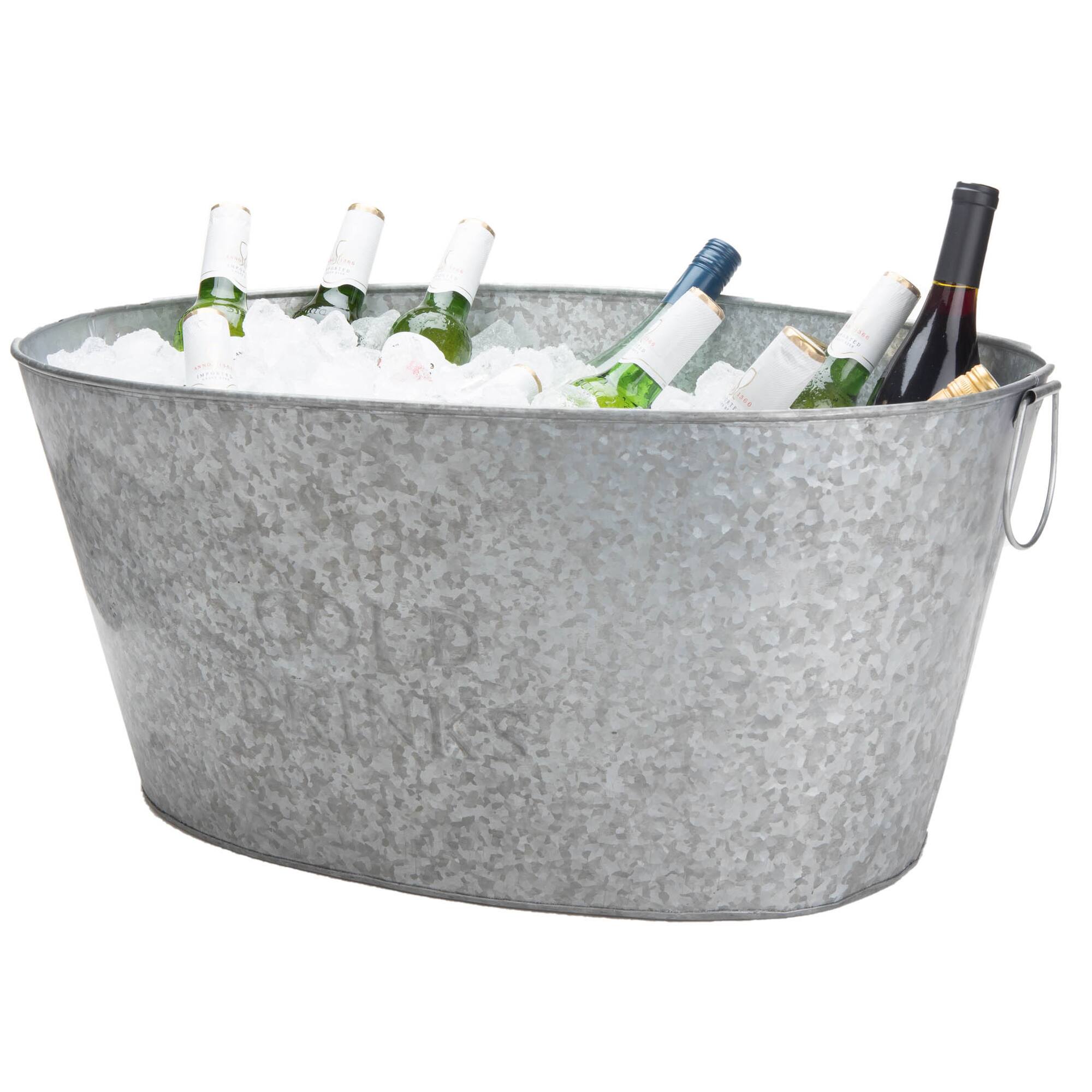 Mind Reader 12'' Large Round Galvanized Steel Beverage Tub with Handles